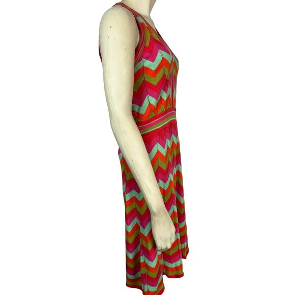 Beth Bowley Geometric Print Knit Dress Small Medium V-neck Fit & Flare Retro MCM - Picture 8 of 11